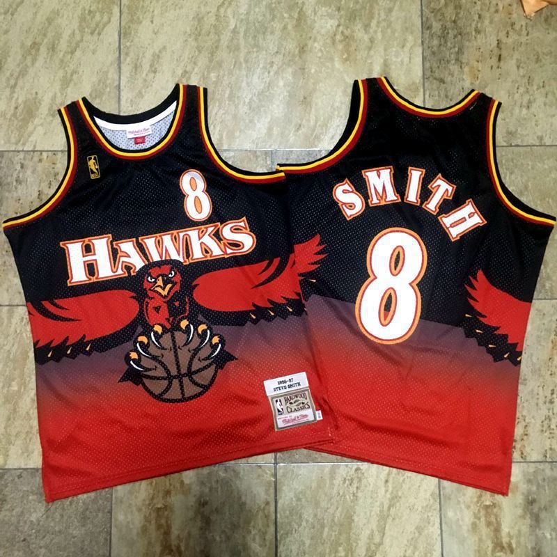 Men Atlanta Hawks 8 Smith Red Mitchell & Ness NBA Jerseys